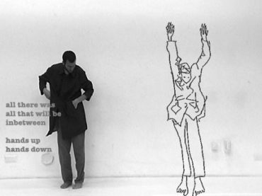 Hands up/Hands down, a performance-installation of spoken text, animated drawing, video and live performance. Melkweg Theater Amsterdam 2005